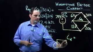 Circuits I: Example with Wheatstone Bridge (Unbalanced)