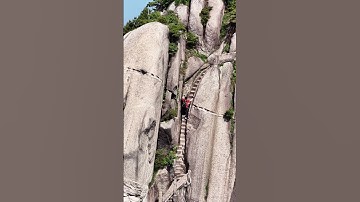 Thumbnail of This is the steepest section of Mount Huangshan Tiandu Peak, and the cliff is at the foot  #travel