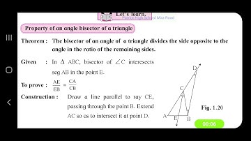 Std 10 Geometry Property of an angle bisector of a triangle