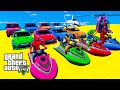 Gta v mega ramp boats cars motorcycle with trevor and friends new stunt map challenge