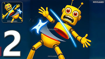 Ninja Shuriken: Throw & Slice - Gameplay Walkthrough Part 2 - Robot Ragdoll Break (Android, iOS)