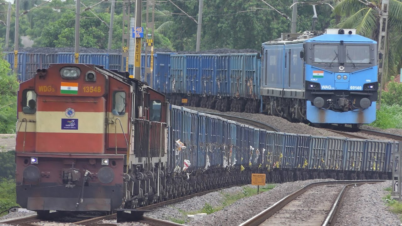 Beautiful CURVING FREIGHT Trains at MPS | Powerful Diesel vs Powerful Electric | Indian Railways