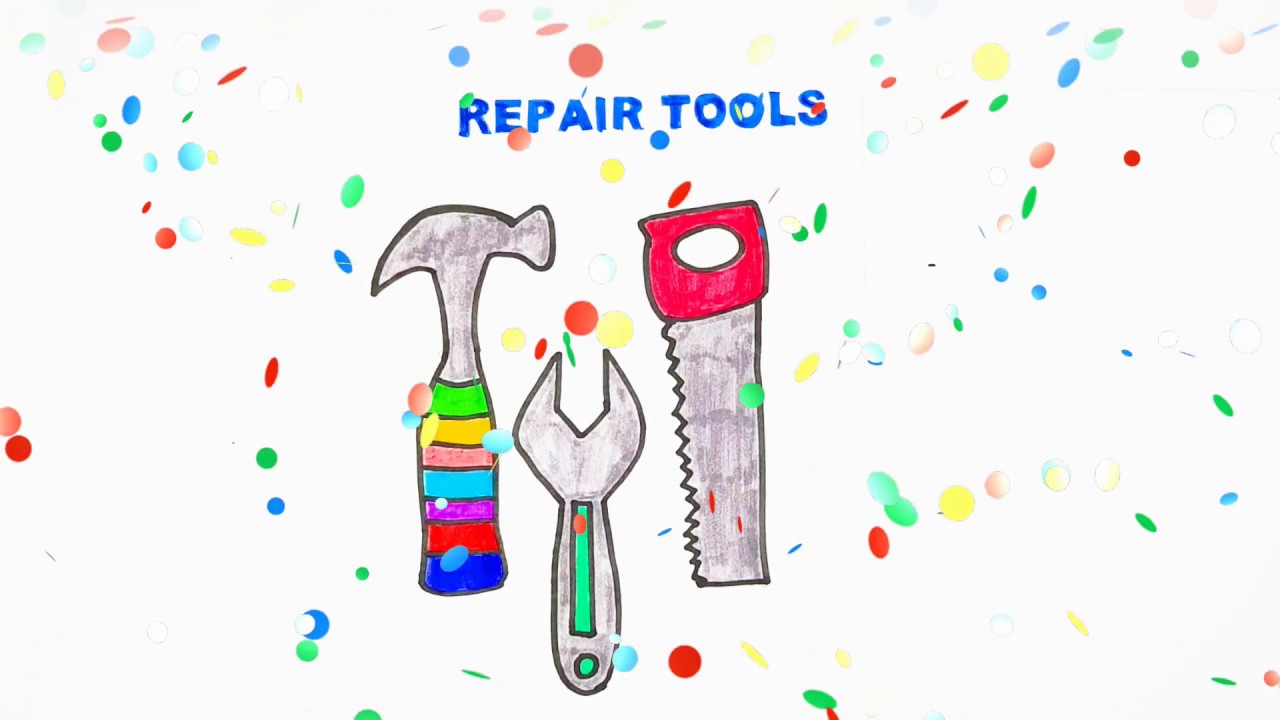 Repair tools, drawing and learning colors for kids and toddlers