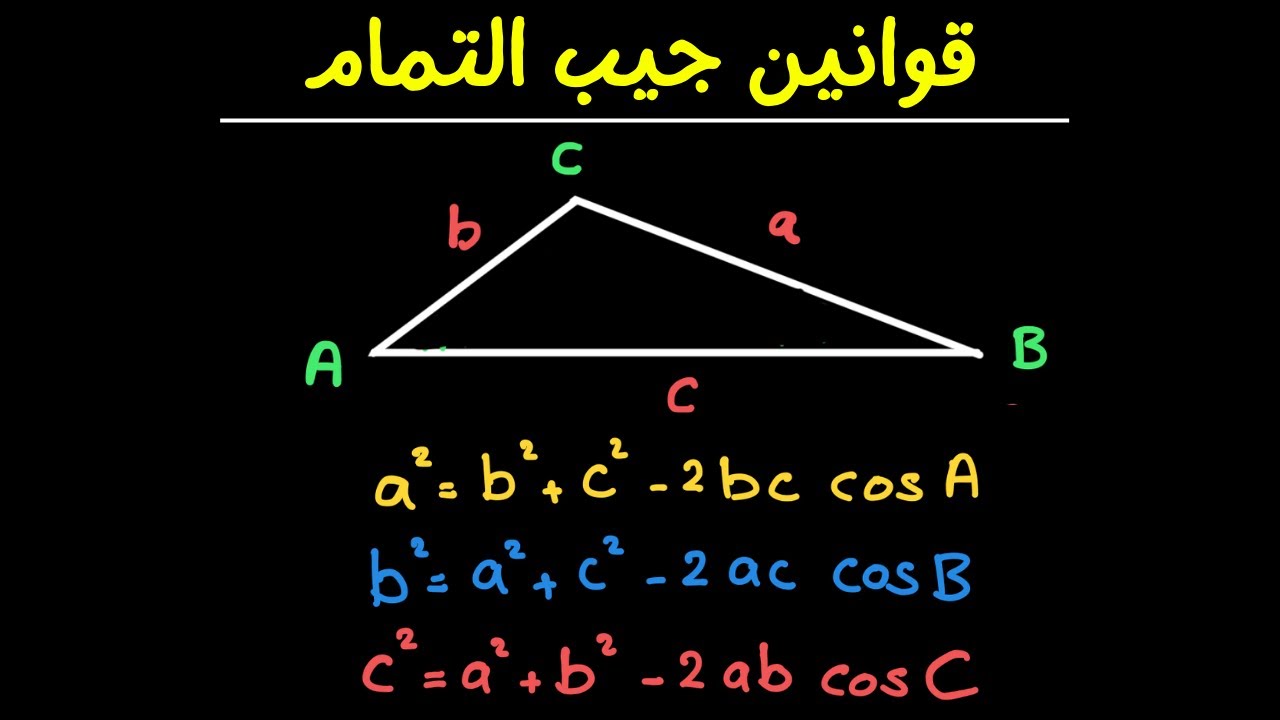 قانون جيب التمام للصف الثانى الثانوى - قانون جيب تمام الزاوية