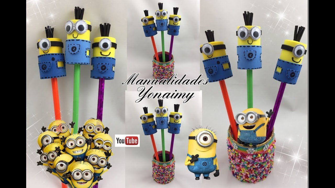 LAPICES O PLUMAS DECORADAS DE MINIONS .