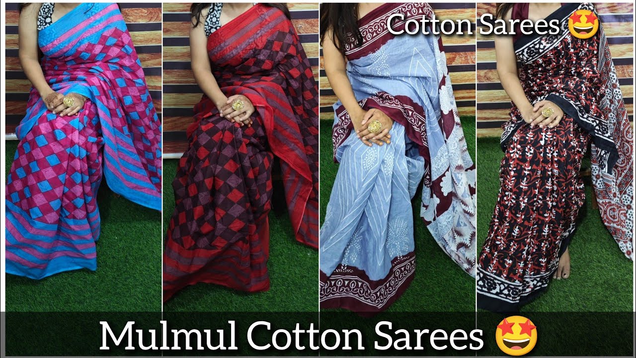 New Mulmul Cotton Sarees With Blouse 😍 | Low Price Best Quality | Cod Available 9462213172