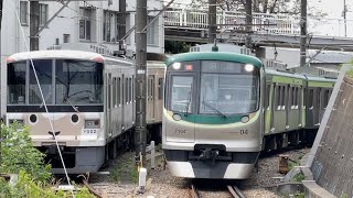 【7104F  ゴールデンウィーク期間中の臨時列車運転に伴うこどもの国線内乗務員訓練（試運転）１往復目復路】東急7000系7104編成が回送幕で長津田駅7番線に停車！（186運行）2024.4.21