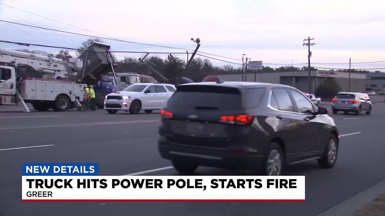 Truck hits power pole and starts brush fire - YouTube
