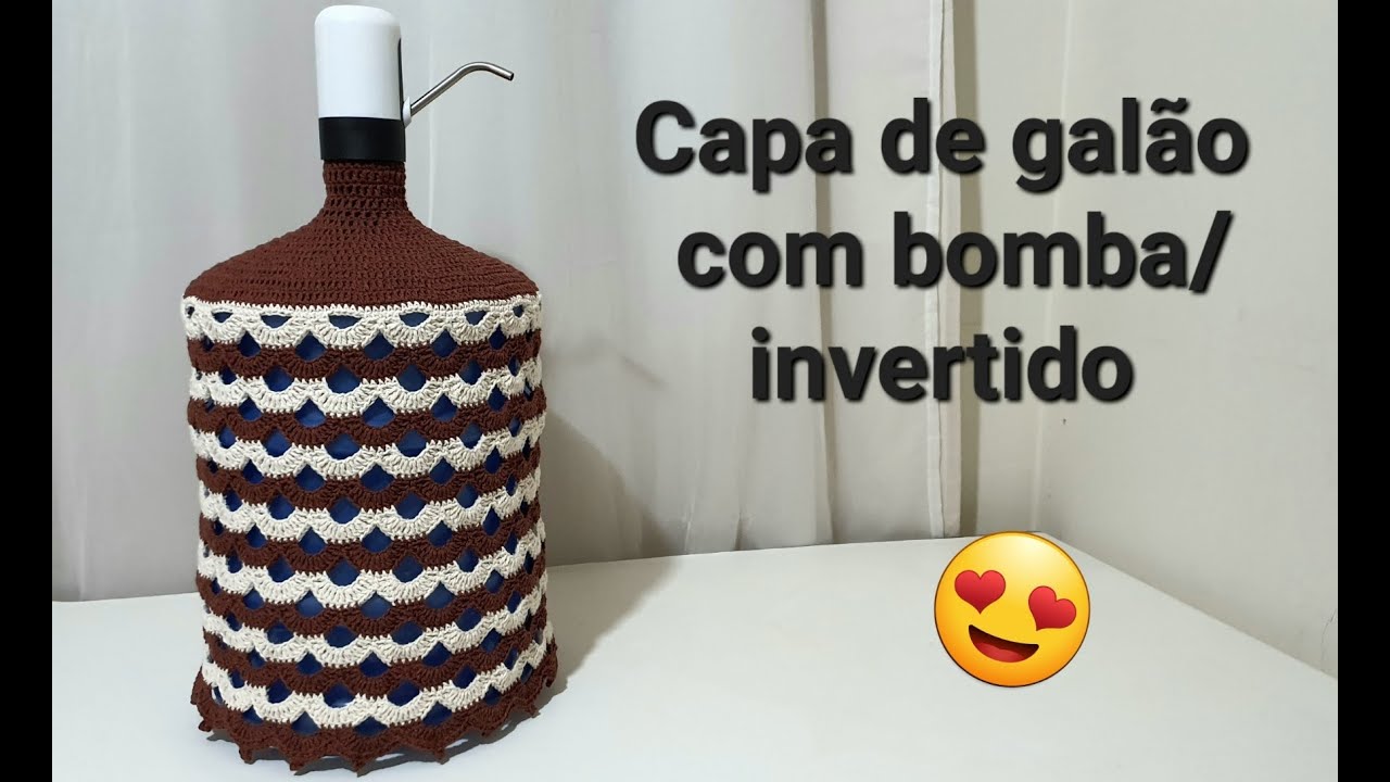Capa de galão em crochê com bomba #invertido 20 litros#tutorial.