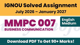 IGNOU MMPC 007 Solved Assignment 2026-27 English Medium PDF Download | IGNOU MBA