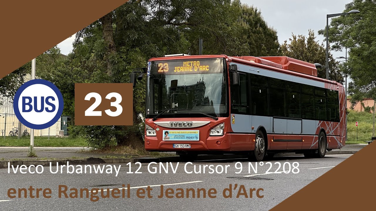 Tisséo - Ligne 23 Iveco Urbanway 12 GNV Cursor 9 N°2208 entre Rangueil et Jeanne d'Arc