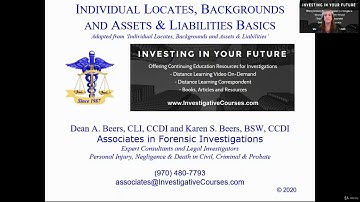 Basics of Skip Tracing, Backgrounds & Assets Investigations - learn Investigation