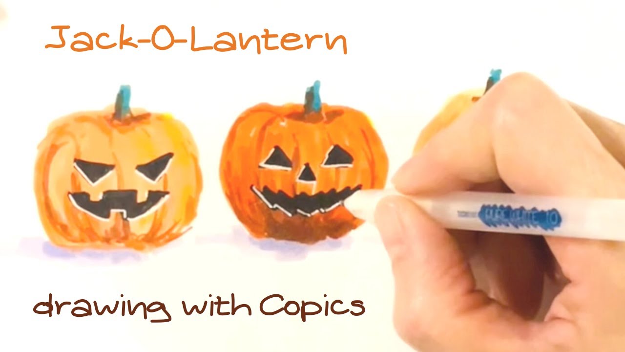 コピックでハロウィンのジャックオーランタンを描く - YouTube