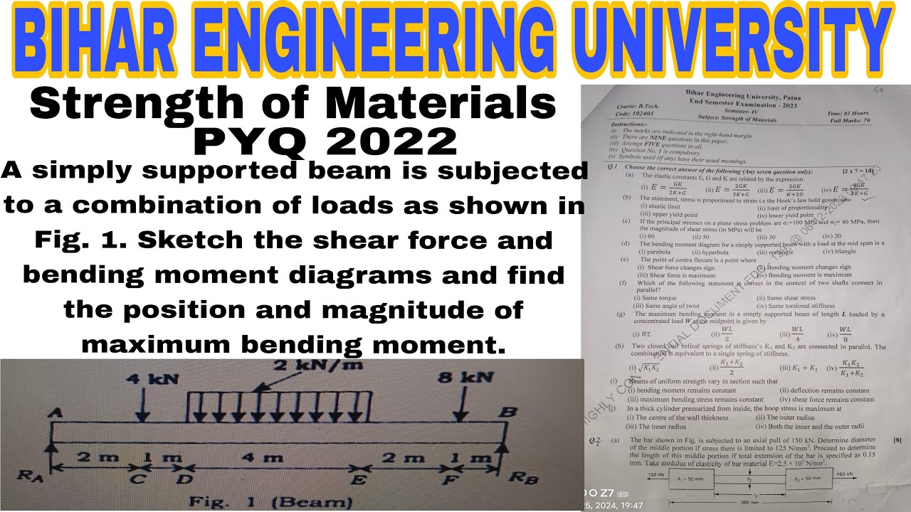 Strength of materials pyq 2022 || Numerical || BEU PYQ solution || SOM ...