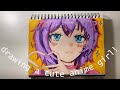 Drawing a cute anime girl with alcohol markers plus colored pencils anime drawing