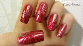 nail gold christmas marble water tutorial