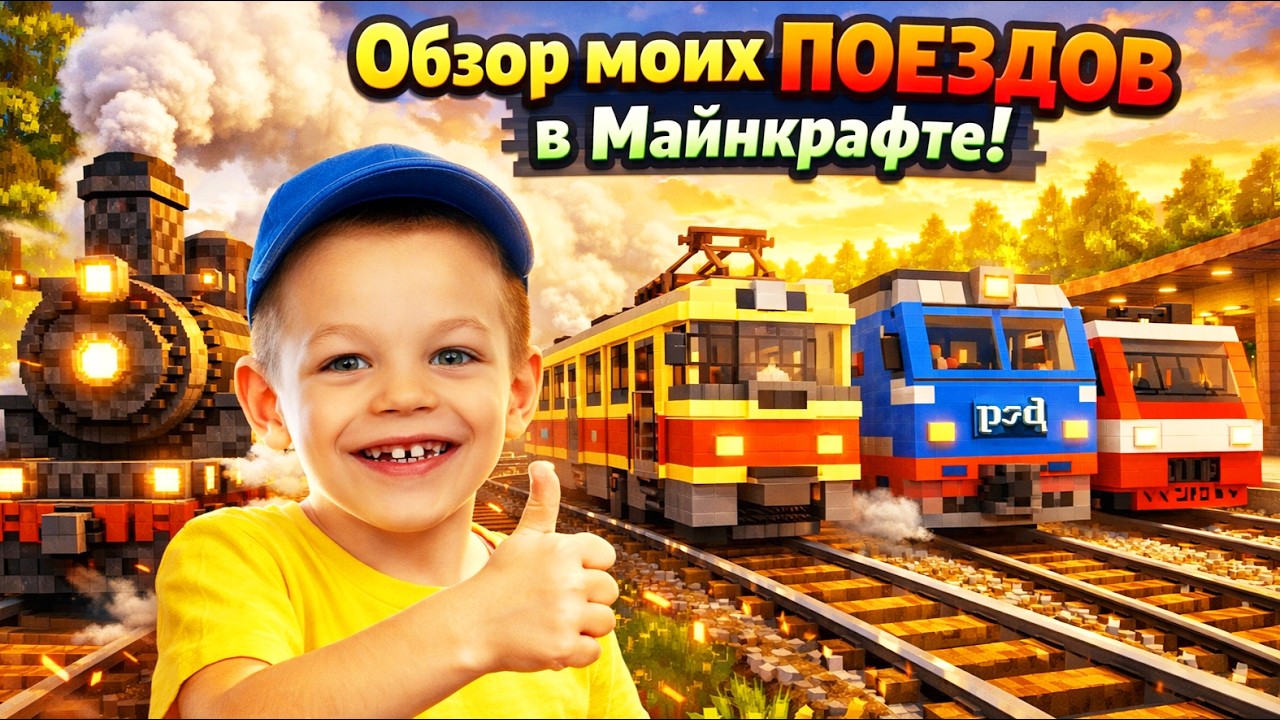 Обзор моих ПОЕЗДОВ в Майнкрафте! Паровозы, трамваи и РЖД!​ | Minecraft Train