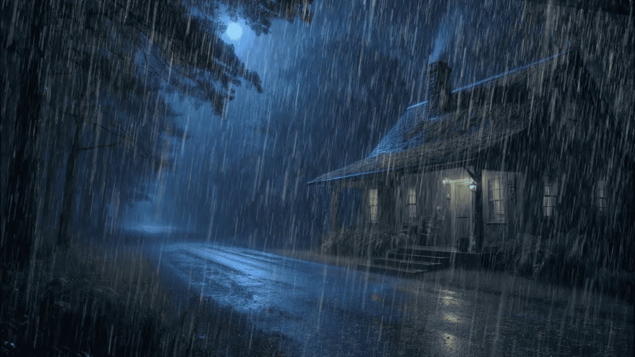 Fall Asleep Instantly with Heavy Rain and Thunder on the Picturesque Road in the Forest at Night