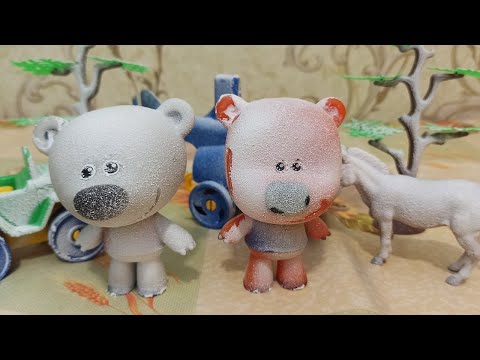 Мимимишки Кеша и Тучка играют в снег Зимние друзья МИ МИ МИШКИ