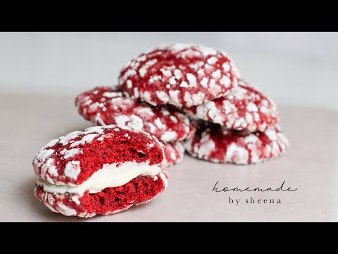 Red Velvet Crinkles Recipe | 빨간 벨벳 주름 | レッドベルベットクリンクル | 红色天鹅绒皱纹