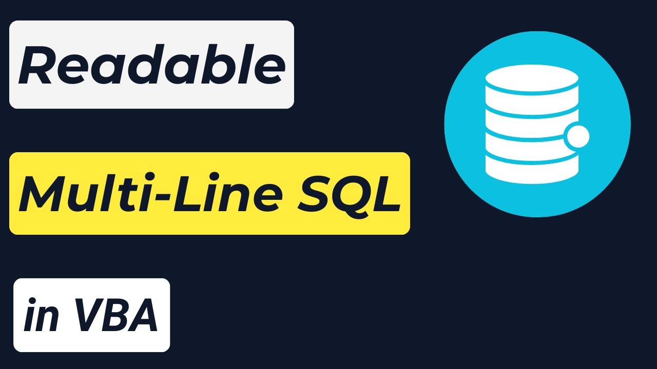 Multiple Line Queries Build Multi-Line SQL Queries in VBA - YouTube