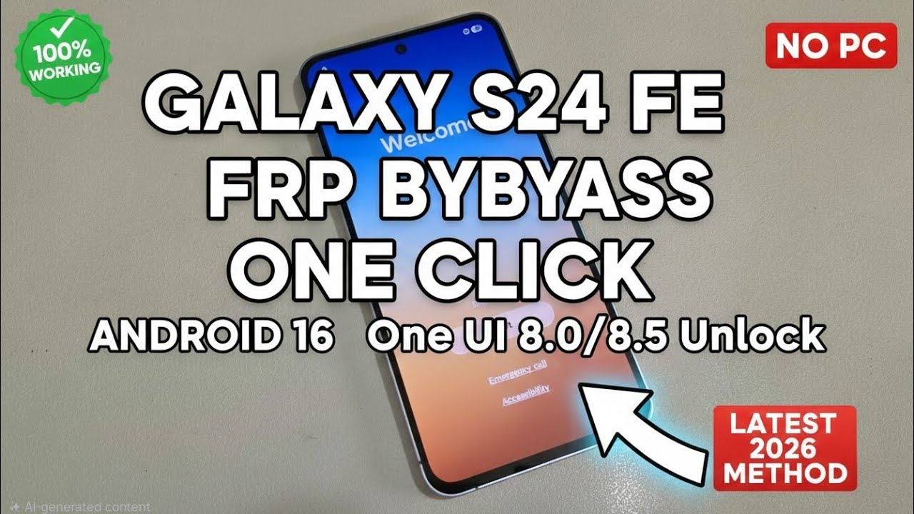 Samsung Galaxy S24 FE FRP Bypass Android 16 | One UI 8.0/8.5 Google Account Unlock Just One Click