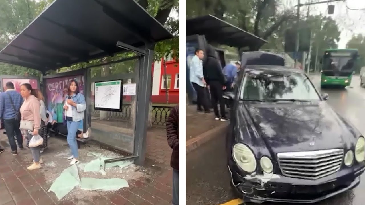 Автомобиль на полной скорости врезался в автобусную остановку с людьми
