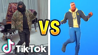 FORTNITE *TIKTOK* DANCES IN REAL LIFE THAT ARE 100% IN SYNC! (DRAKE TOOTSIE SLIDE..!)