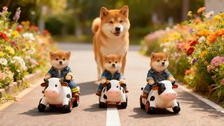 Dad Dog and Puppy Mochi's  Fun Day Out as Little Farmers Meeting Cute Farm Animals 🚜🐑🐷