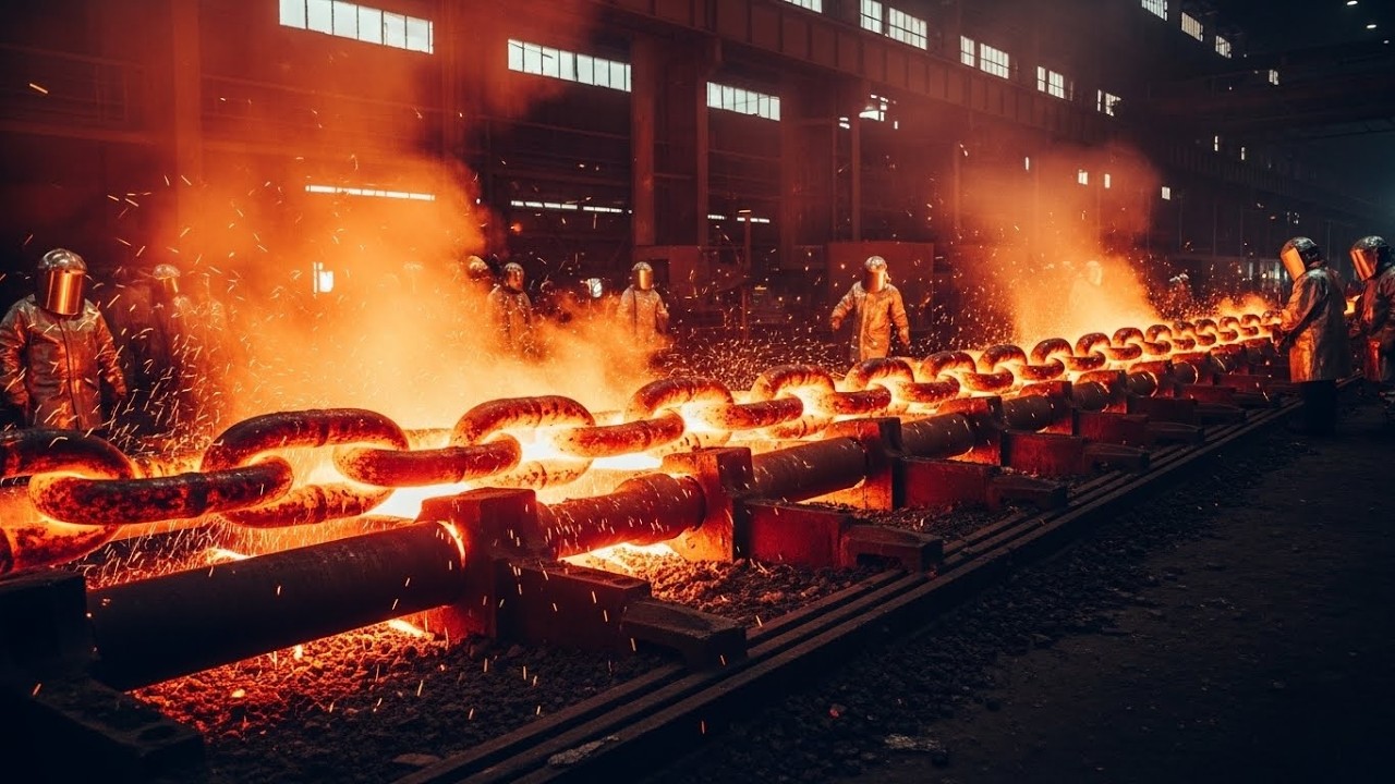 Inside a Massive Ship Chain Factory: From Red Hot Steel to Giant Anchor