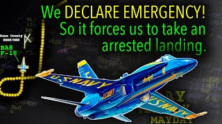 Famous Blue Angel Pilot Declares Emergency. Hyde system failure. Landing with Arresting Cable. REAL ATC Profile