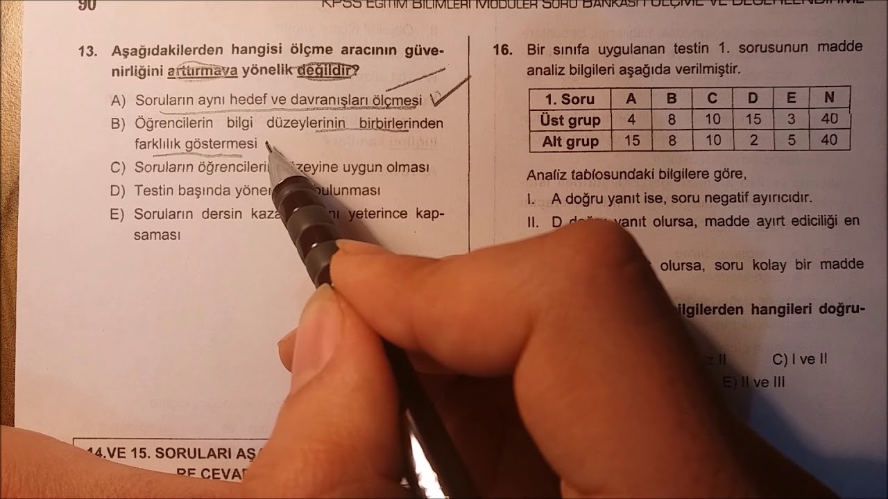 Olcme Ve Degerlendirme Karma Test Ipuclariyla Egitim Soru Cozumleri 2018 Youtube
