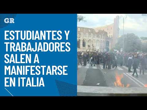 Students and workers take to the streets in Italy