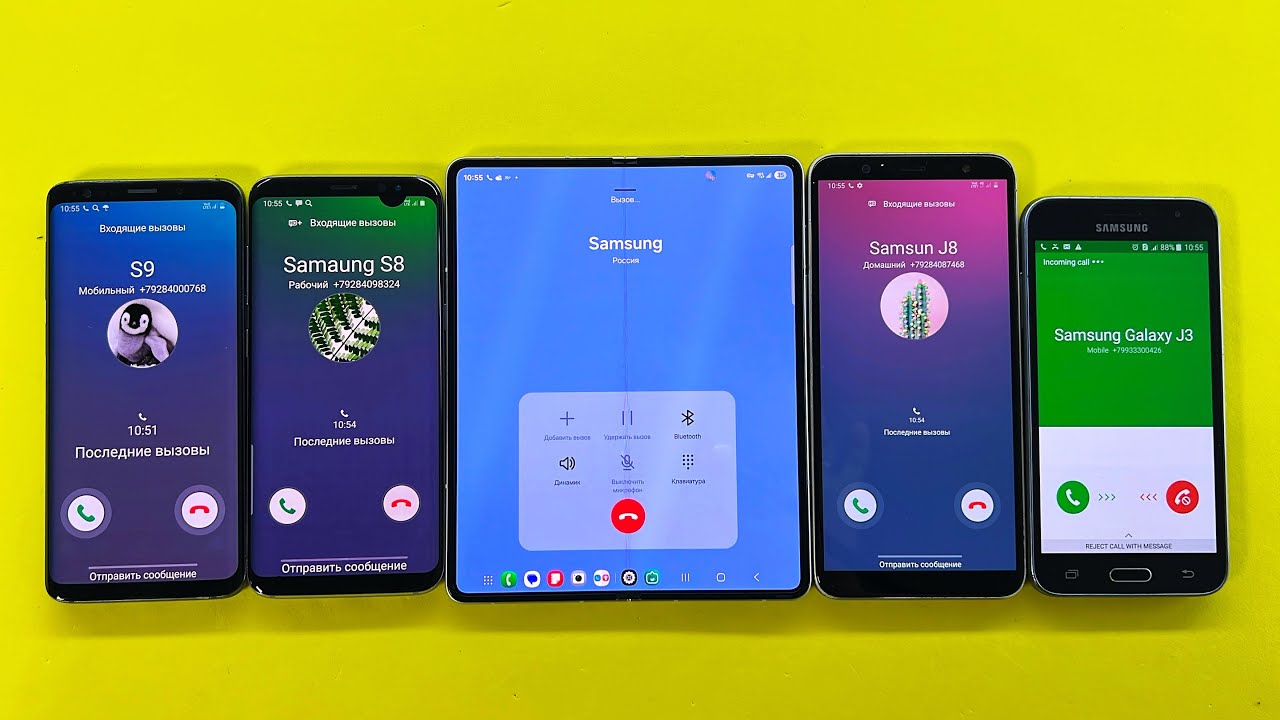 Samsung Z Fold 3 Outgoing Call | Incoming Call Samsung S8 + Galaxy S9 + Galaxy J8 + Galaxy J3 