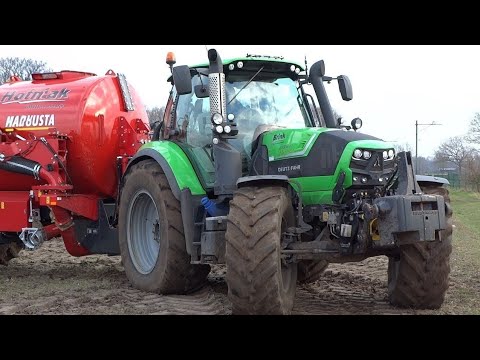Injecting slurry | Deutz-Fahr Agrotron 6190 TTV Warrior | Bouwland bemesten | Van den Brink | 2018.