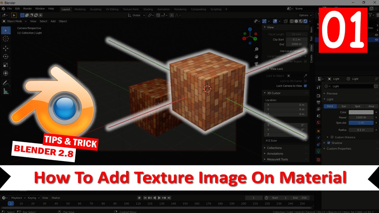 Blender 2.8 How To Texture Image On Material Object -