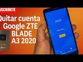Cómo quitar cuenta GOOGLE DE ZTE BLADE A3 2020 / MANUALMENTE