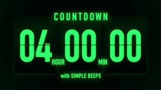 4 Hours Countdown Flip Timer / Simple Beeps 🟢