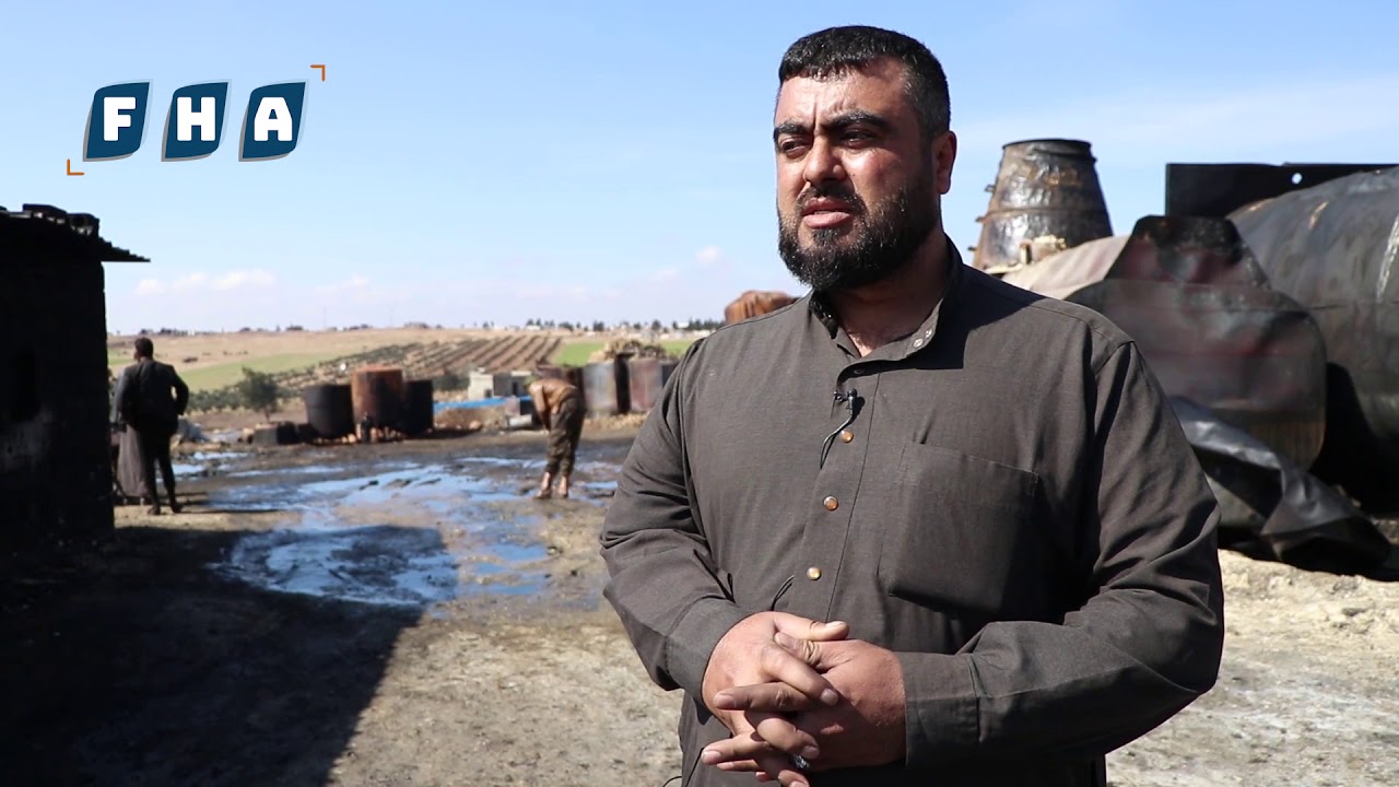 قصف حراقات تكرير النفط في منطقة ترحين بريف مدينة الباب يسفر عنه اضرار مادية وإصابات بين المدنيين