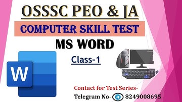 Ms Word class -1// for OSSSC PEO JA skill test exam