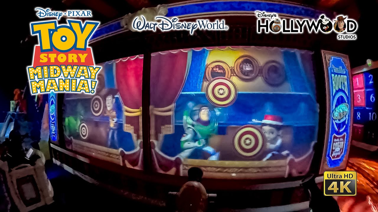 Toy Story Midway Mania On Ride 4K POV with Queue Disney's Hollywood