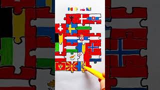 Draw Flag Map of Europe 🇪🇺 #europe #flag #map #countries