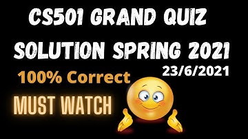 CS501 Grand Quiz Spring 2021 100% Correct | Must Watch