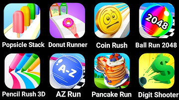 Popsicle Stack, Donut Runner, Coin Rush, Ball Run 2048, Pencil Rush 3D, Az Run, Pancake Run, Digit..