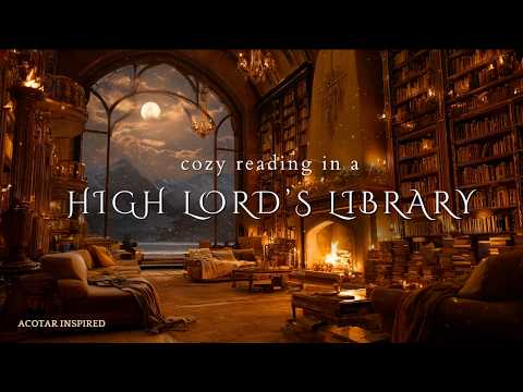 Relax in a High Lord’s Library | Night Court Ambience | Velaris Ambience | Crackling Fire