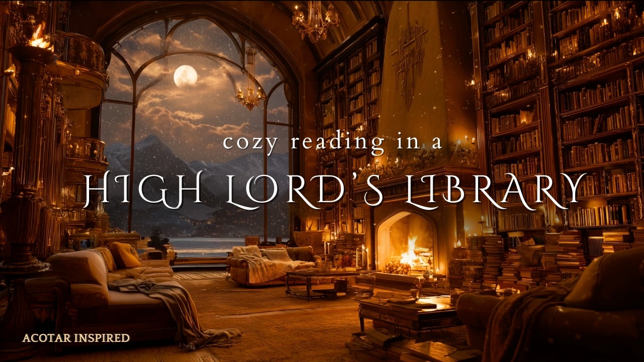 Relax in a High Lord’s Library in Winter | Night Court Ambience | Velaris Ambience | Crackling Fire