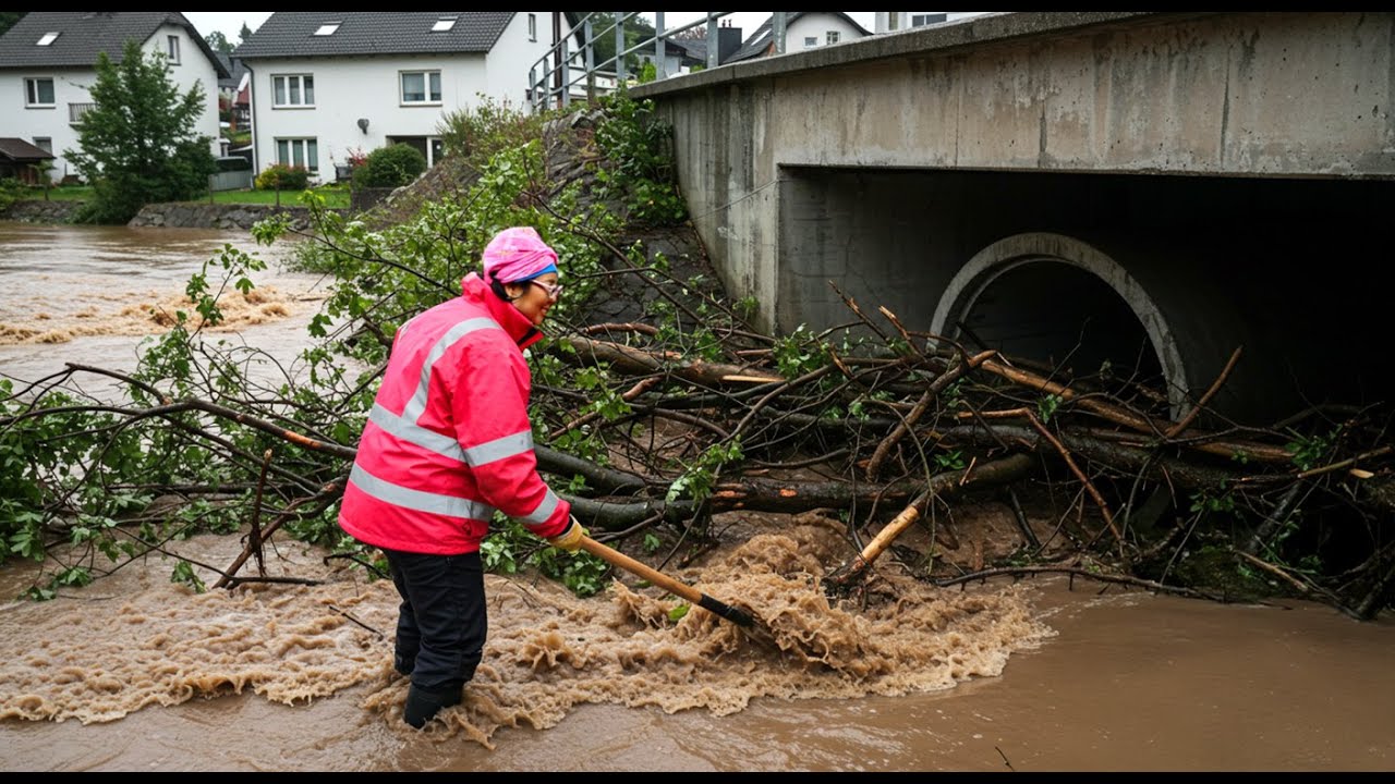 Culvert Drain Sweep Removing Clogged Debris - YouTube