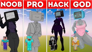 Skibidi Toilet ALL Characters Pixel Art : Noob vs Pro vs HACKER vs GOD \/ Building Challenge #14
