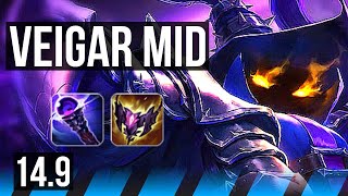 VEIGAR vs TRISTANA (MID) | 1400+ games, 9/2/5 | NA Master | 14.9