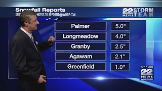 Snowfall totals in western Massachusetts after Sunday's snow